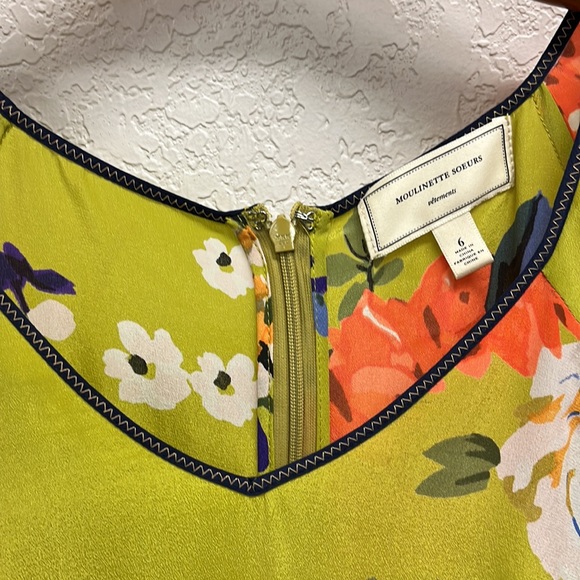 Moulinette Soeurs Anthropologie Floral Cap Sleeve Silk Mini Dress 6 - Picture 2 of 7